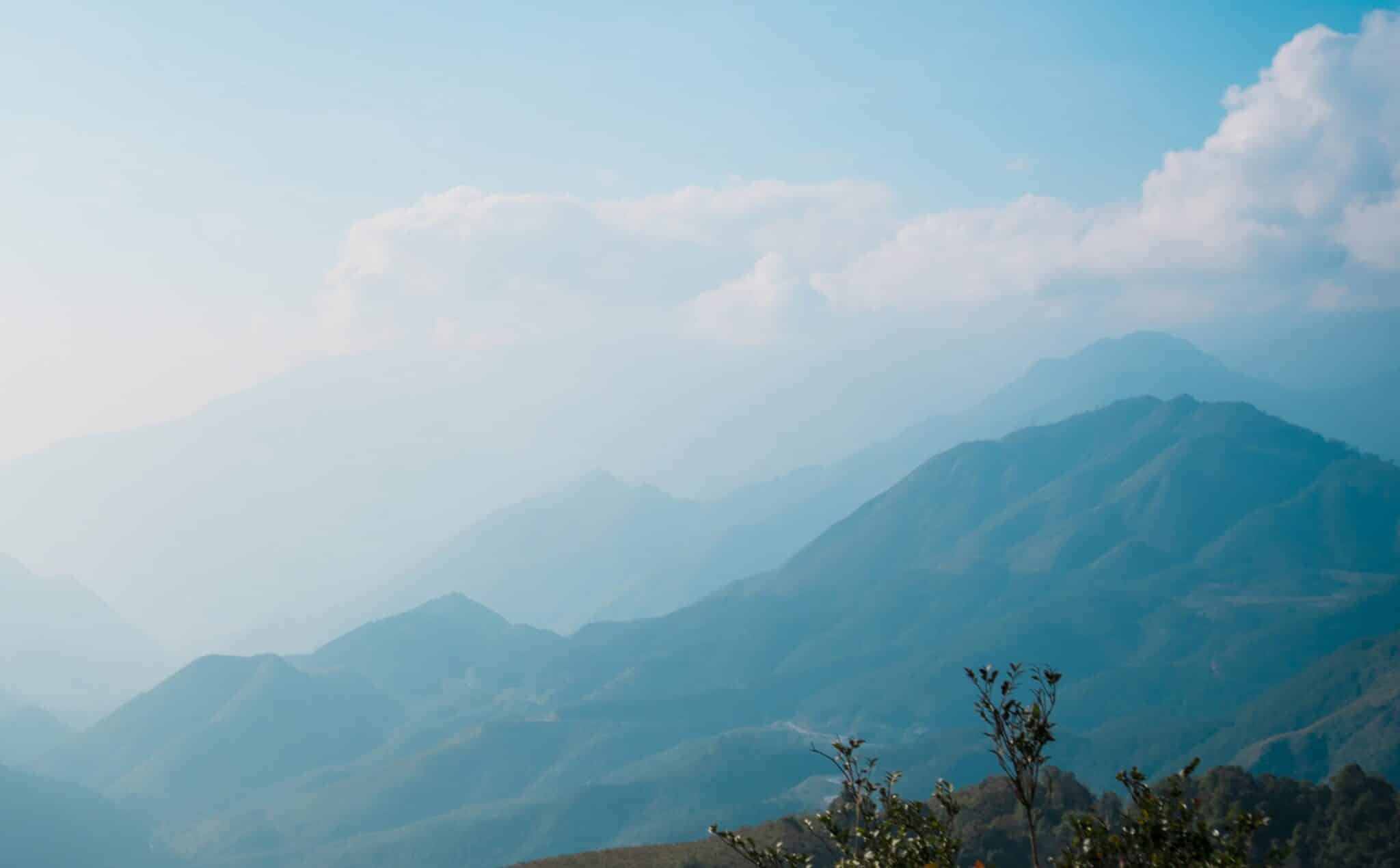 Misty Blue Mountain Range Landscape