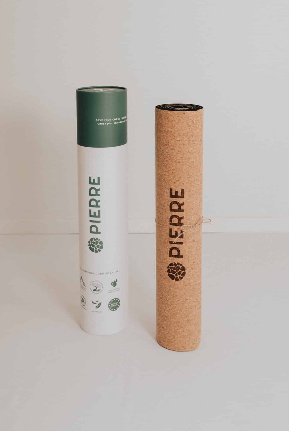 PIERRE Cork Yoga Mat And Packaging