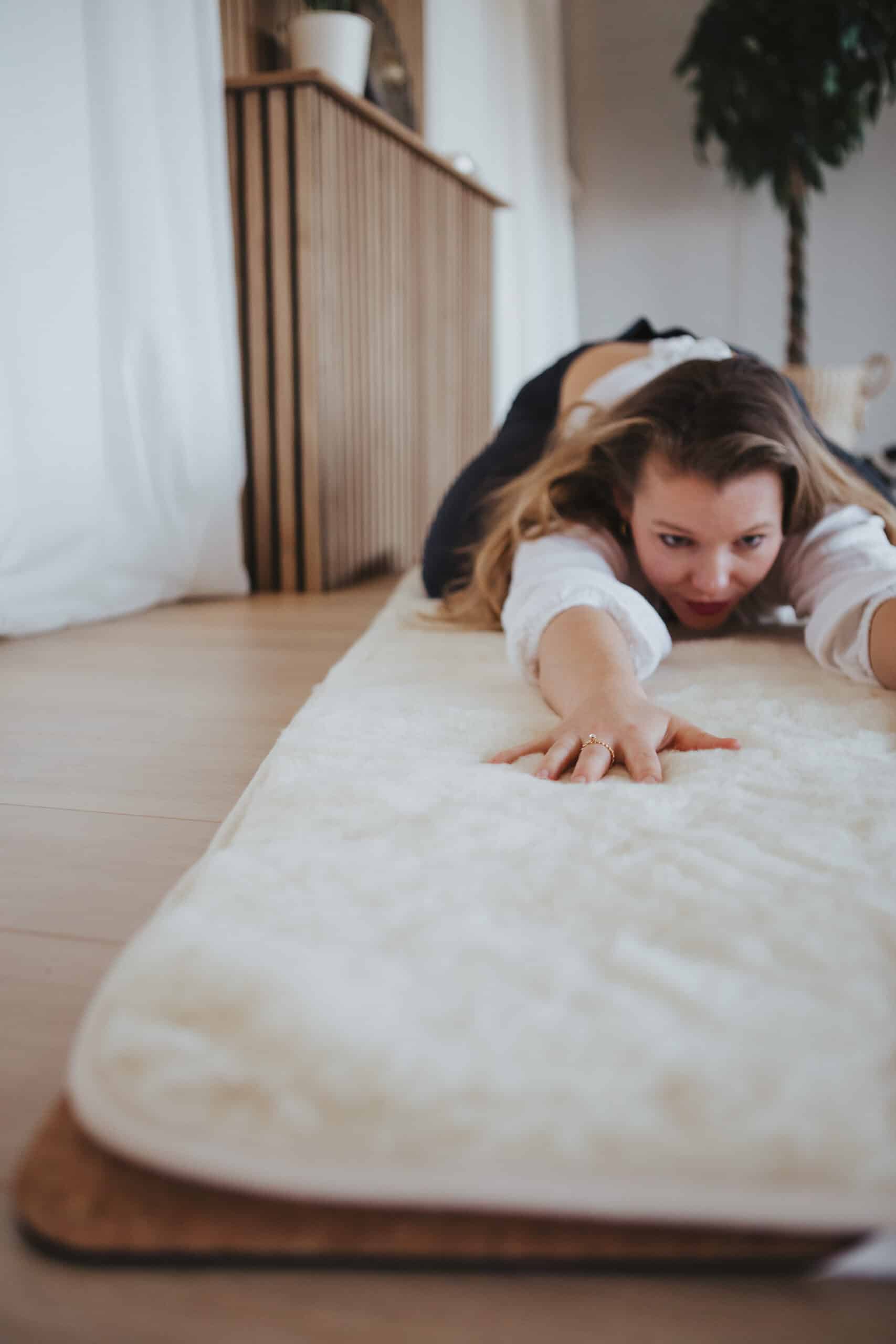 Woman Stretching on PIERRE Wool Mat