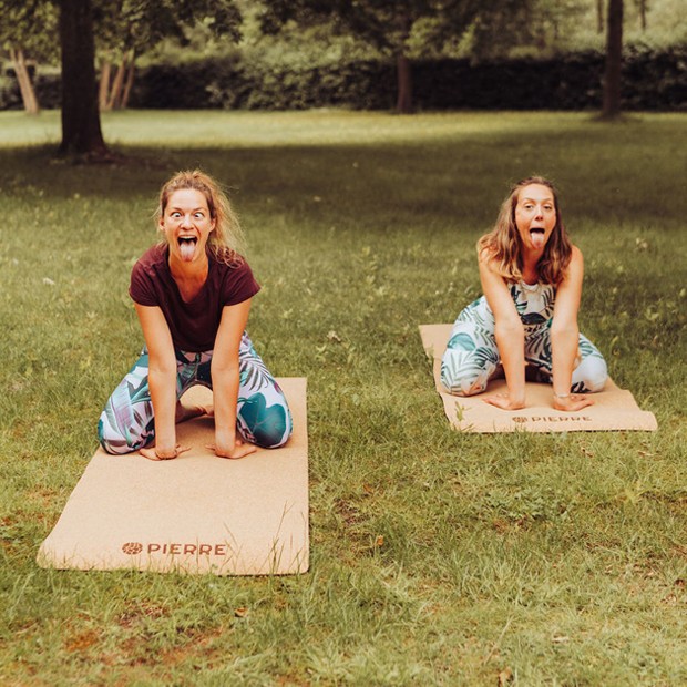 Lion Pose on PIERRE Cork Mats