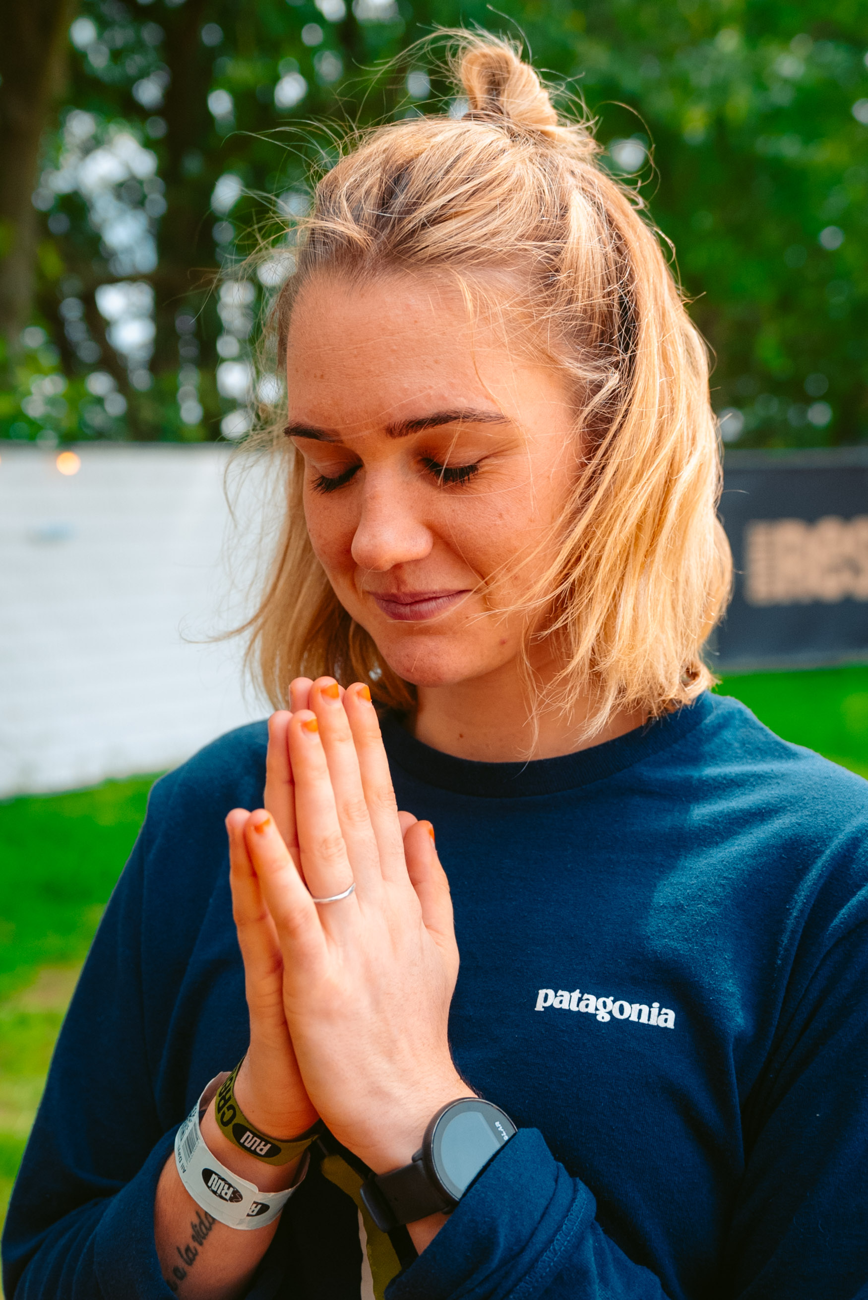 Rock Werchter Woman Prayer Hands Eyes Closed