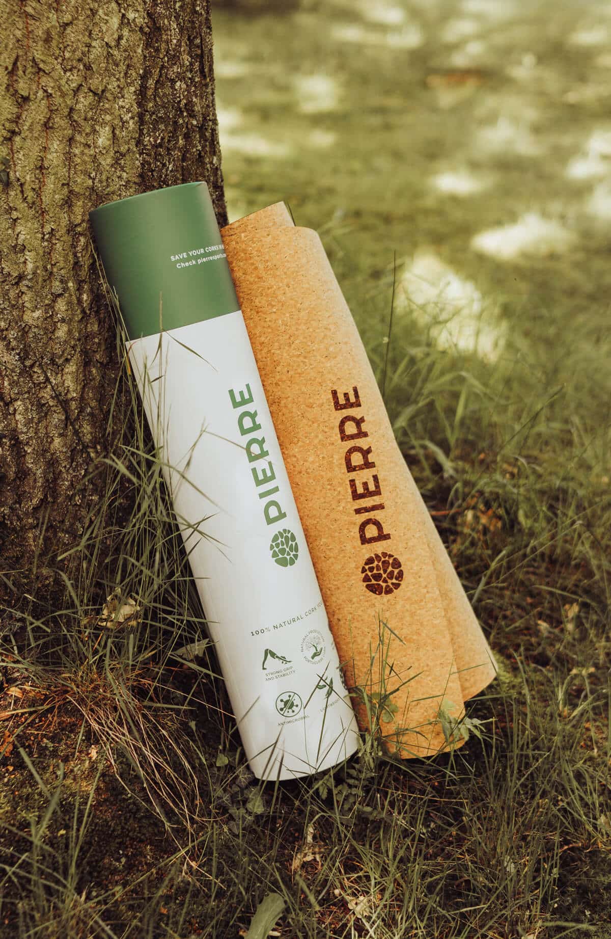 PIERRE Cork Yoga Mat And Packaging