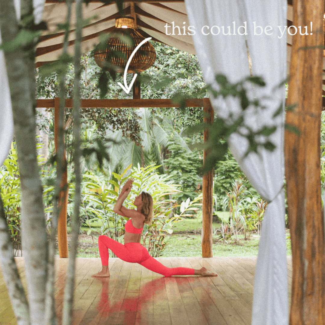 Woman Doing Yoga In Tropical Studio