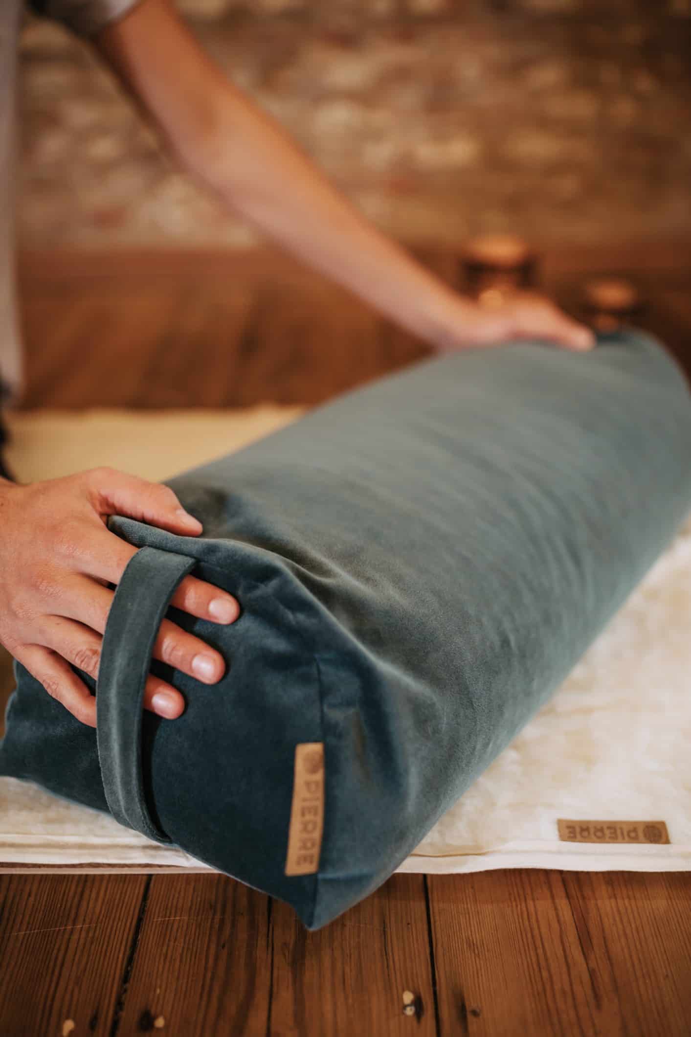 PIERRE Teal Velvet Yoga Bolster