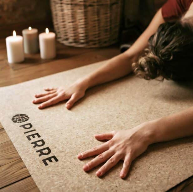 Woman Practicing On PIERRE Cork Mat
