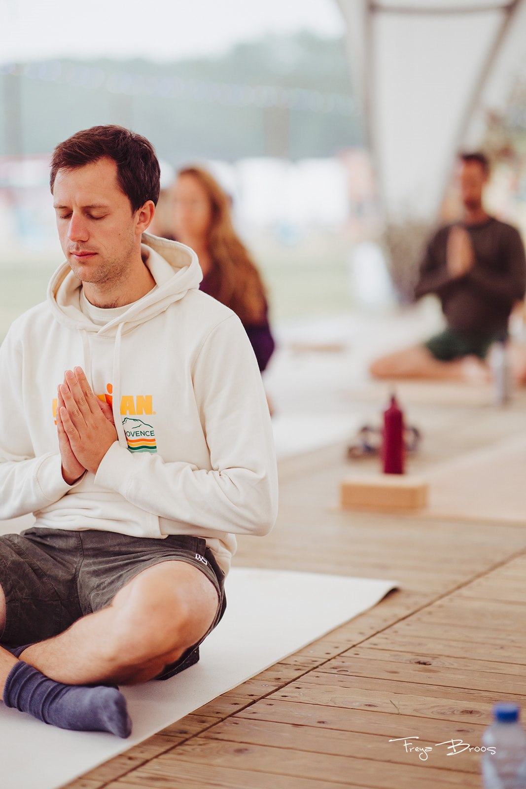 Festival Dome Man Meditating White Hoodie
