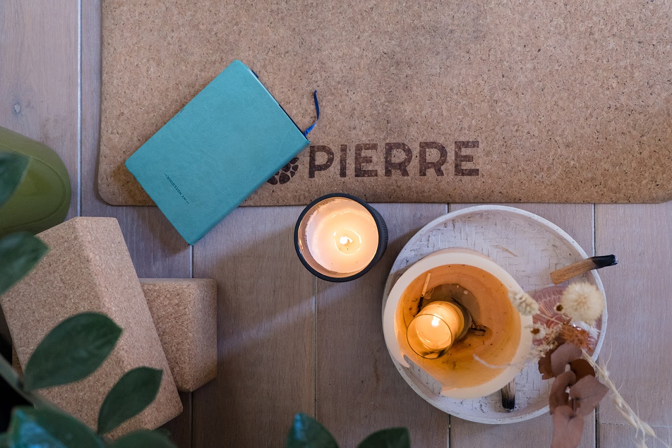 PIERRE Cork Mat with Yoga Accessories