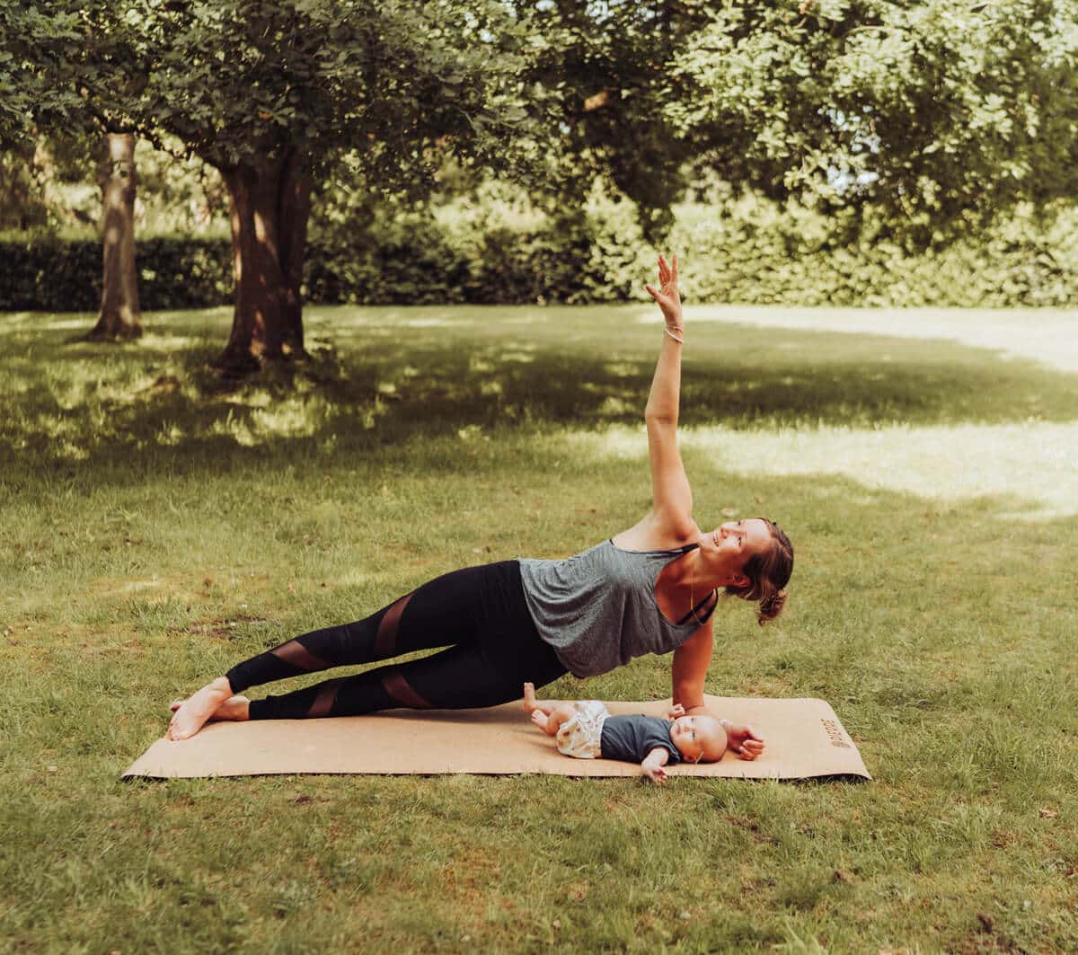 Woman Doing Side Plank On PIERRE Cork Mat