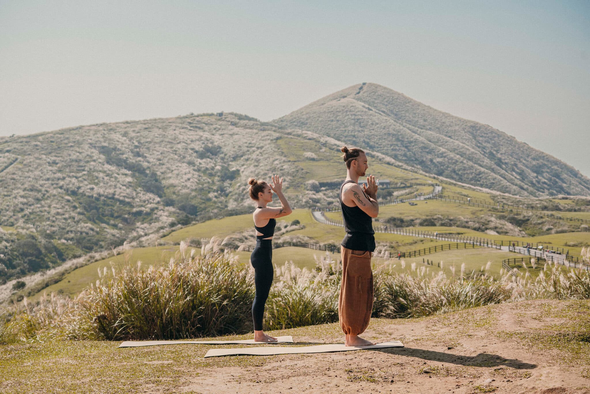 Yoga Practice On Mountain Hilltop