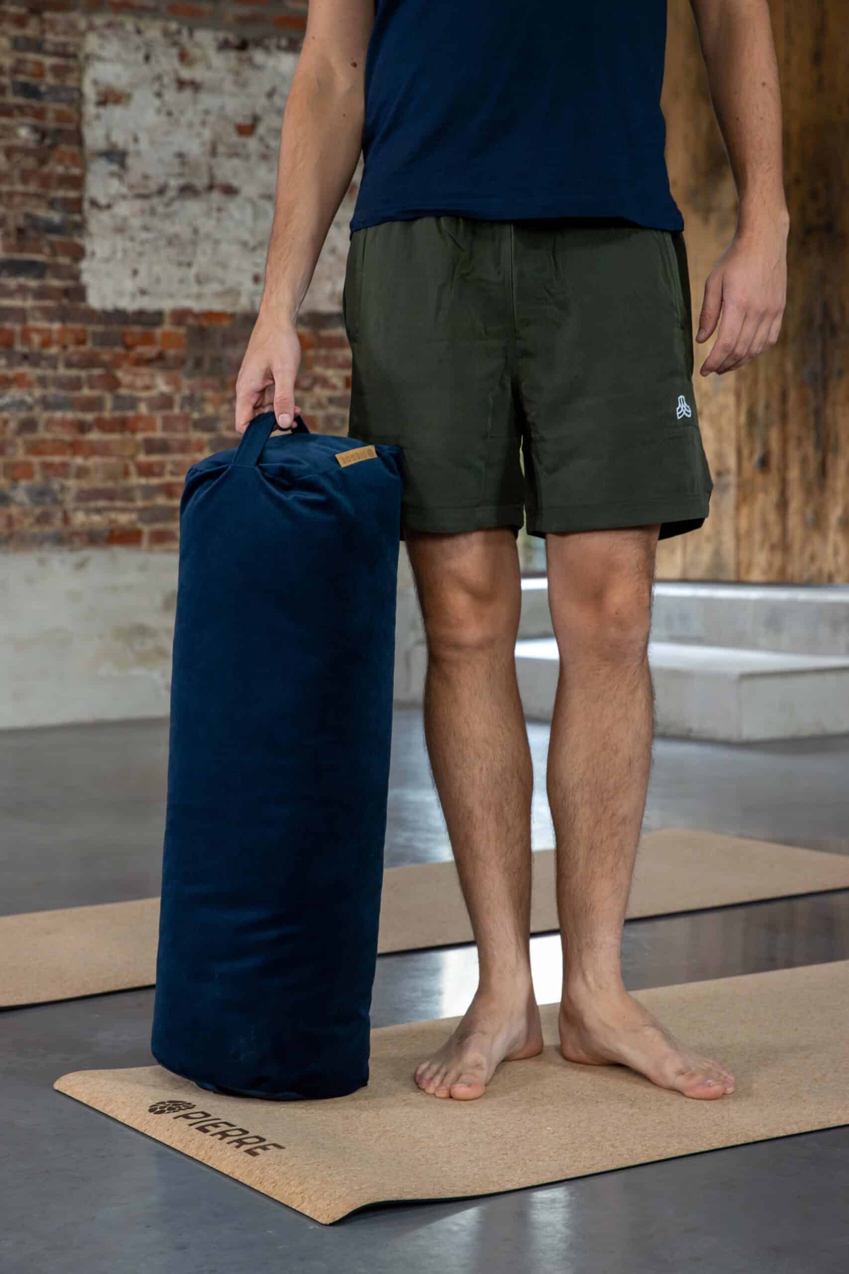 PIERRE Navy Yoga Bolster and Cork Mat