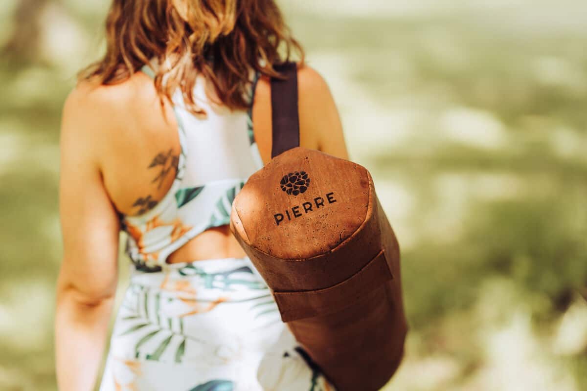 Woman Carrying PIERRE Cork Yoga Bag