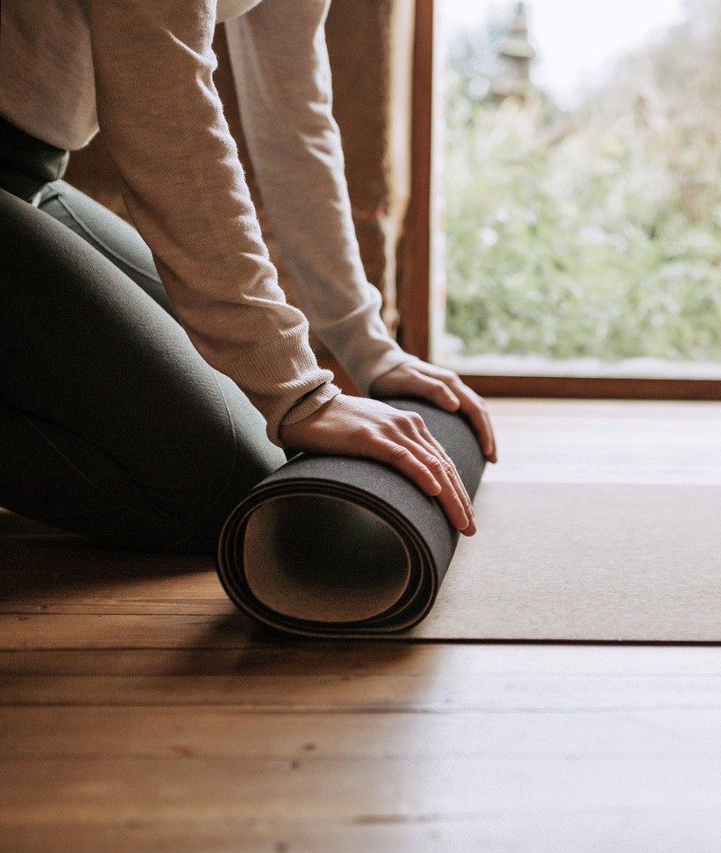 Rolling Up PIERRE Cork Yoga Mat