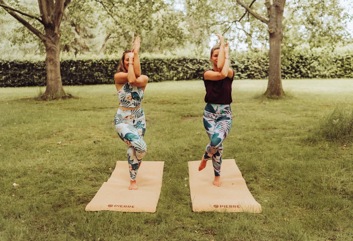 Eagle Pose on PIERRE Cork Mats