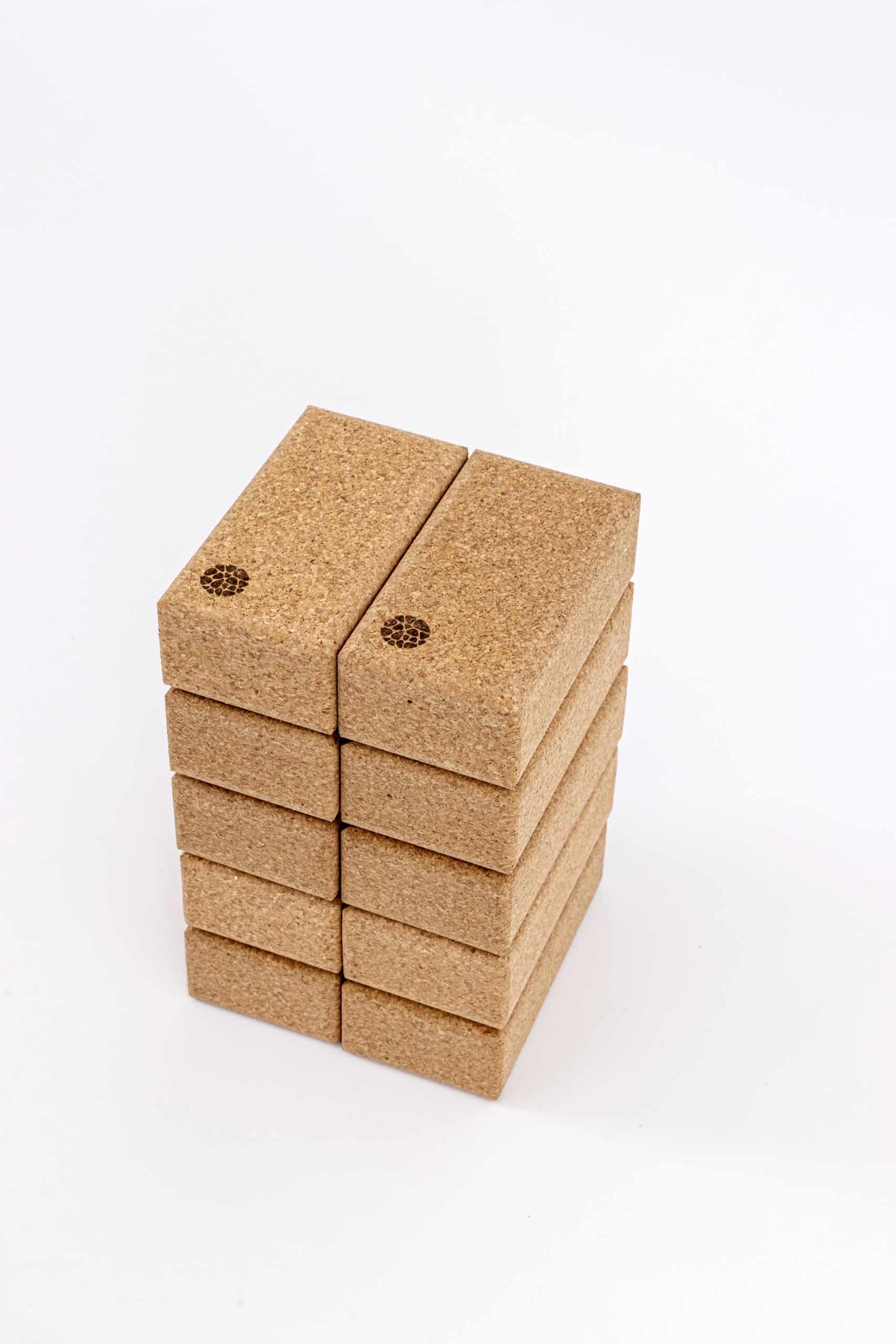 Stack of PIERRE Cork Yoga Blocks