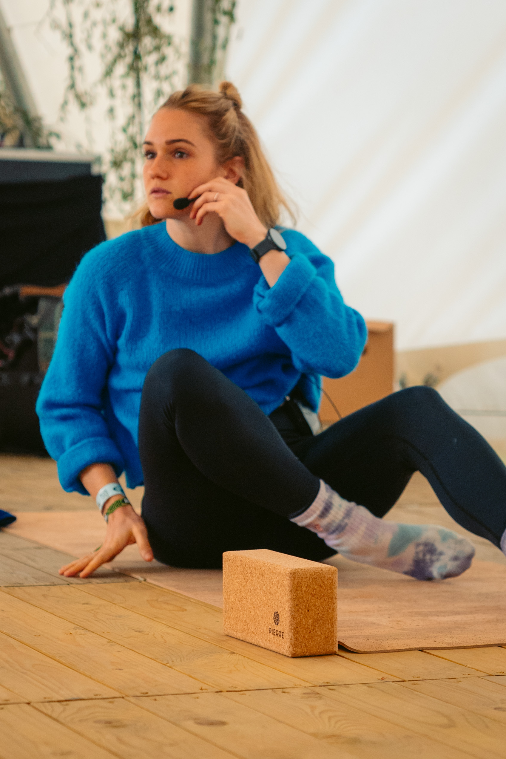 Rock Werchter Teacher Blue Jumper Seated