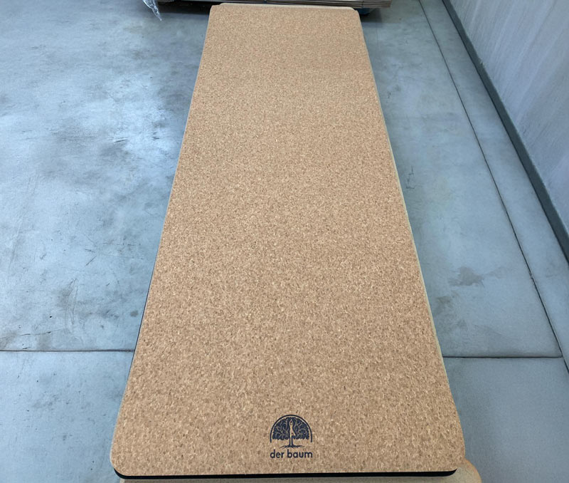 Natural Cork Yoga Mat In Production