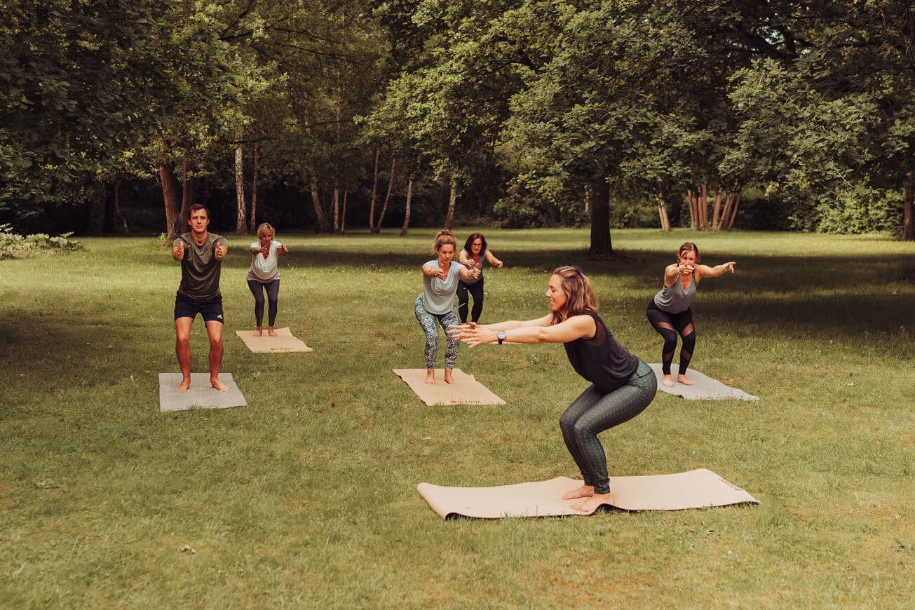 Outdoor Yoga Class Using PIERRE Mats