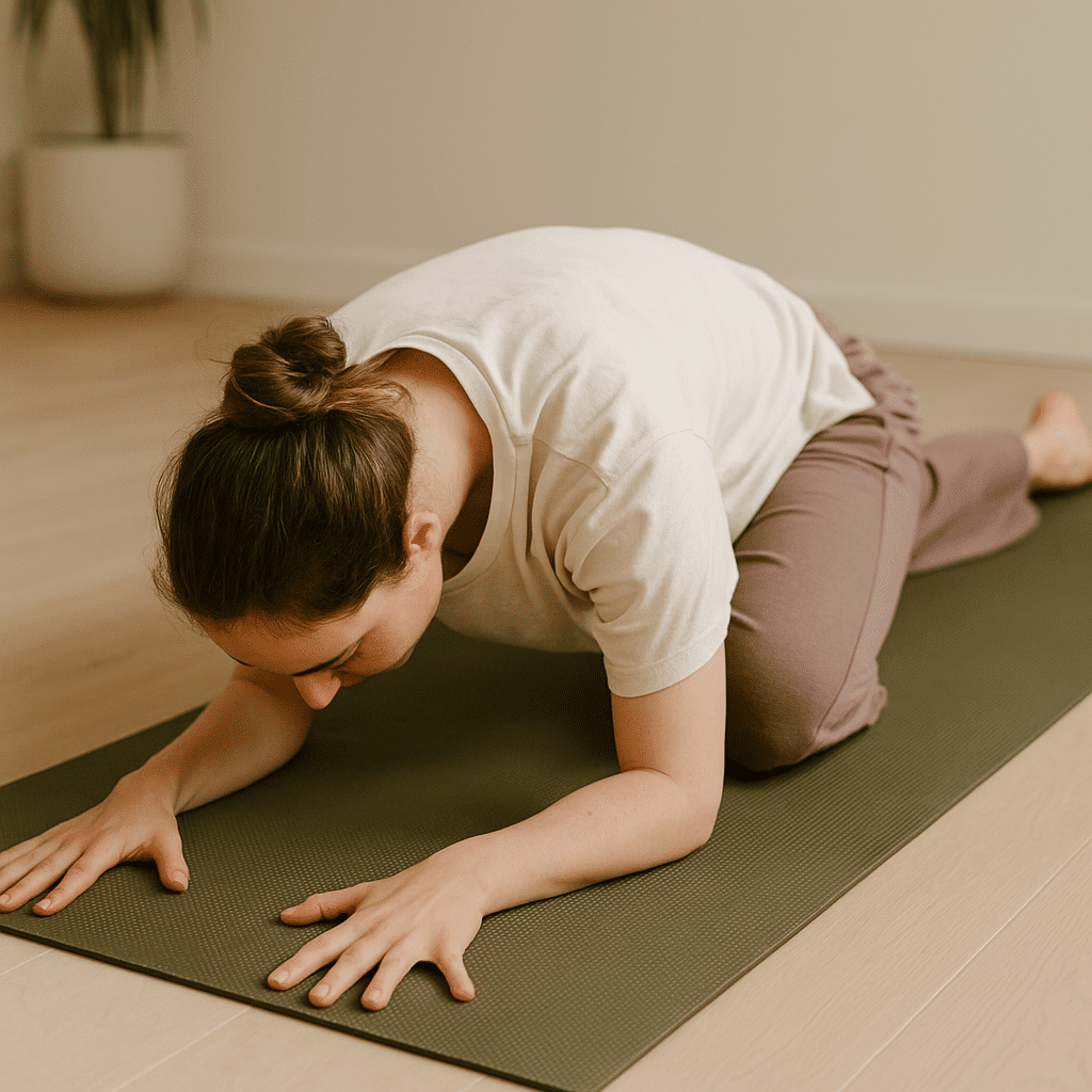 Woman Practicing Yoga On Green Mat