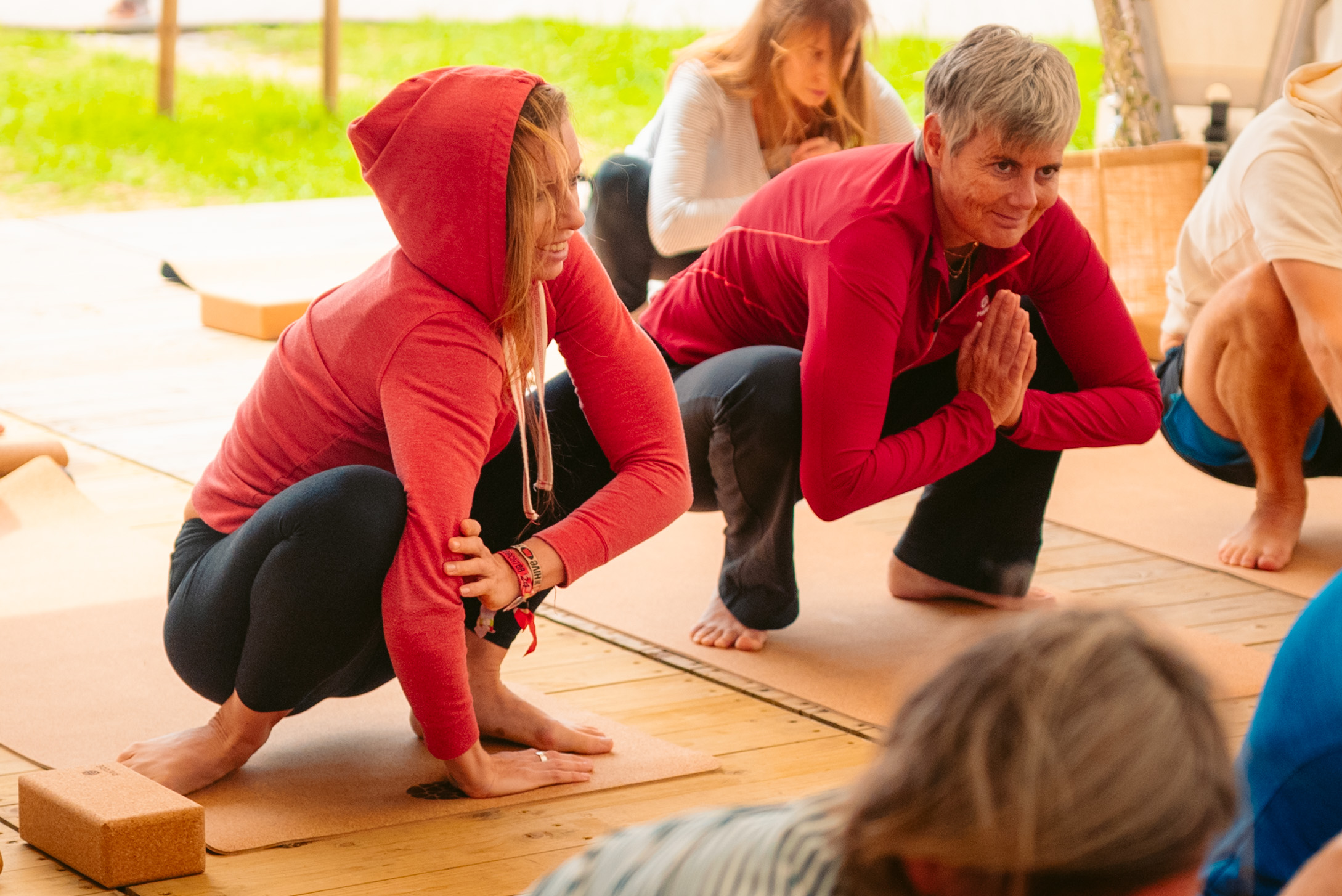 Rock Werchter Squat Pose Pair Red Jackets