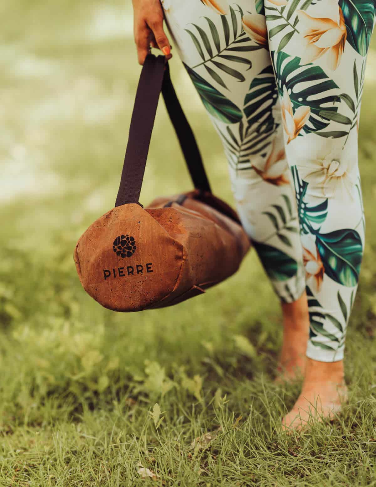 Woman Carrying PIERRE Cork Yoga Bag
