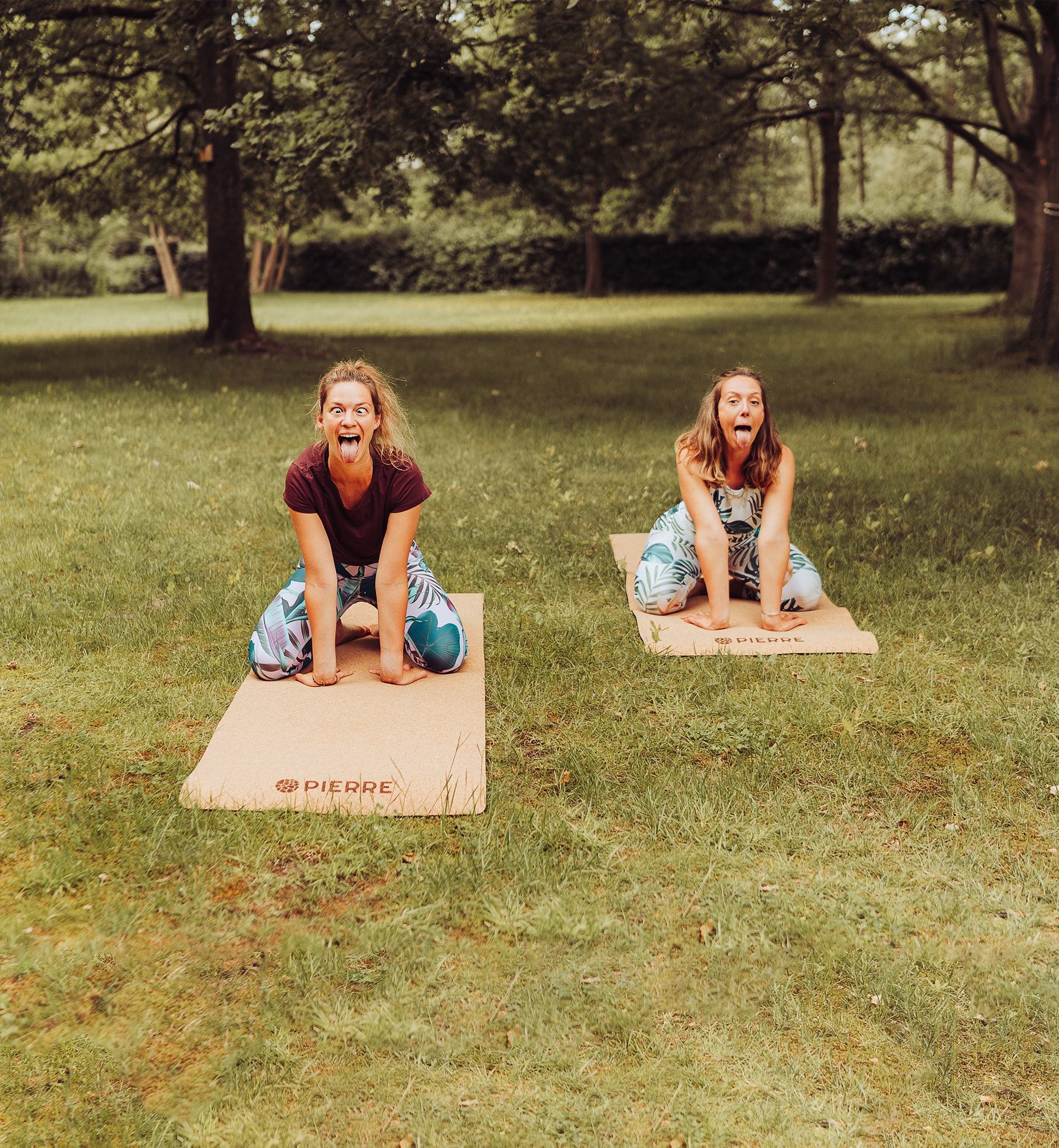 Lion Pose on PIERRE Cork Yoga Mats