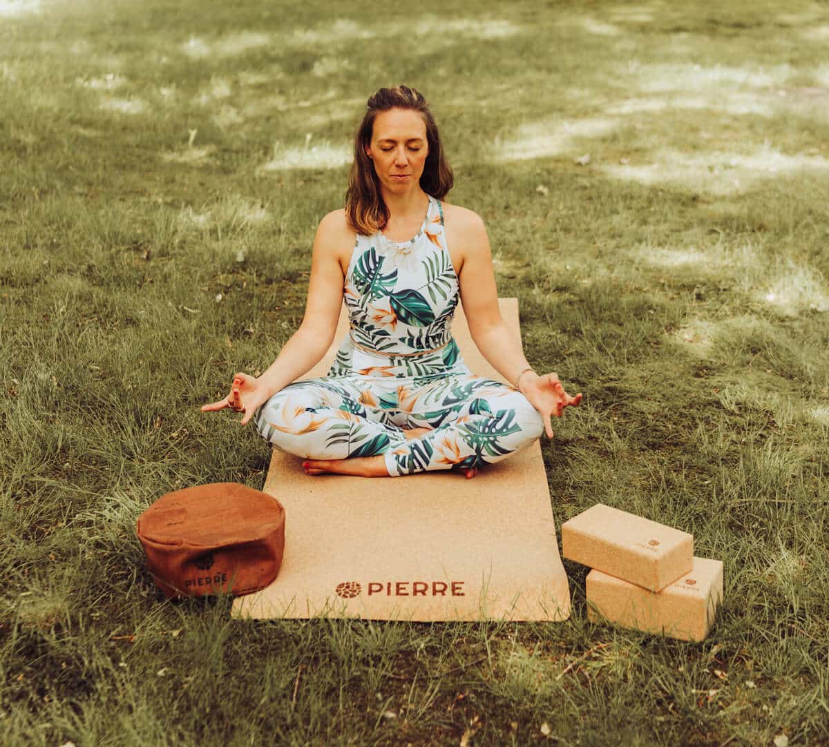 Woman Meditating On PIERRE Cork Mat