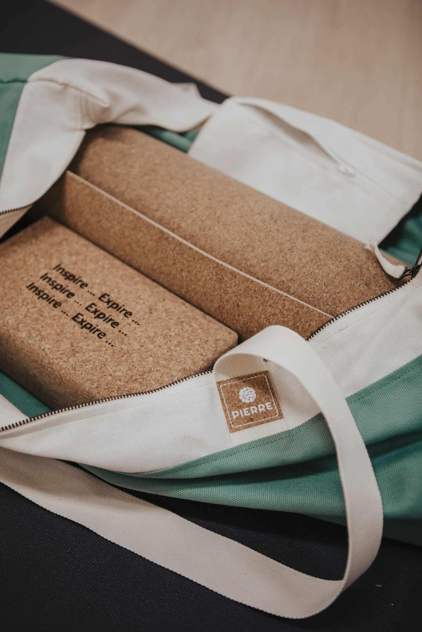 PIERRE cork yoga set in branded carrying bag