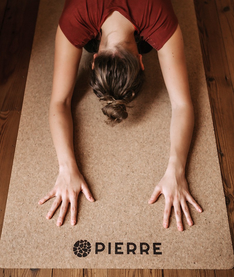 Woman Practicing Yoga On PIERRE Cork Mat